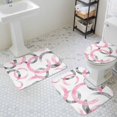 thumbnail image 2 of Vintage Pink Gray Circle Lines Bathroom Rugs Set Abstract Art White Background Non Slip Absorbent Soft Bath Mats 3 Piece Set with Bathroom Rug, U-Shaped Floor Mat, Toilet Seat Cover Large Size, 2 of 9