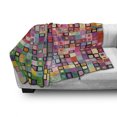 thumbnail image 3 of Modern Soft Flannel Fleece Blanket, Rainbow Like Colorful Design with Geometrical Details Squares with Dots Image Print, Cozy Plush for Indoor and Outdoor Use, 70" x 90", Multicolor, by Ambesonne, 3 of 6