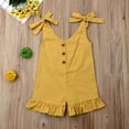 thumbnail image 3 of Baby Girls Summer Sleeveless Romper Lace-up Button Down Ruffled Jumpsuit, 3 of 9