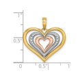 thumbnail image 3 of 14K Yellow Gold Triple Heart Charm Pendant Necklace with Chain, 3 of 4