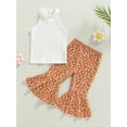 thumbnail image 2 of Arvbitana Toddler Girl Flared Pants Outfits Sleeveless Shirts Cow Print Floral Bell Bottom Set 2Pcs, 2 of 9