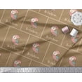 thumbnail image 3 of Soimoi Brown Heavy Canvas Fabric Text & Owl Bird Print Fabric by the Yard 58 Inch Wide, 3 of 3