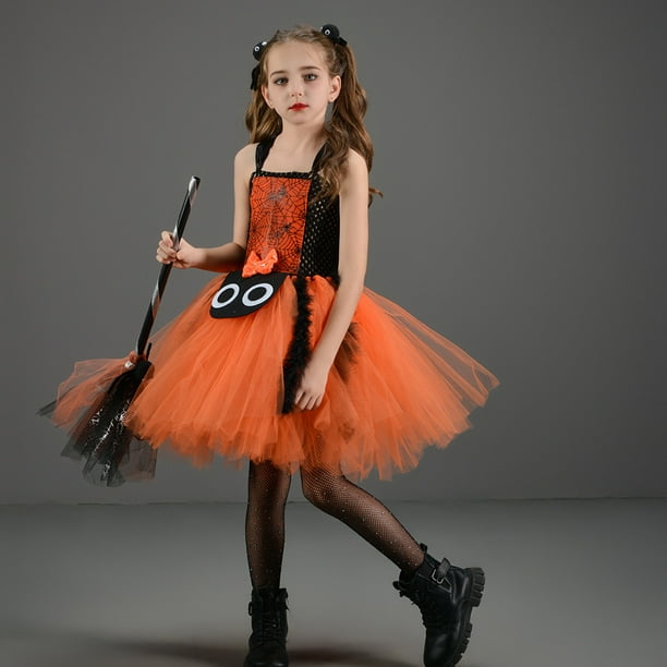 white christmas dresses Girls Halloween Costumes | Witch Tutu Dress & Hat