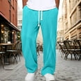 thumbnail image 4 of Mens Corduroy Pants Lightweight Elastic Casual Waist Drawstring Pants Straight Baggy Pants with Pockets Sky Blue 3XL, 4 of 6