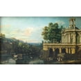 thumbnail image 2 of Bernardo Bellotto 24x16 Gold Ornate Framed and Double Matted Museum Art Print Titled - Architectural Caprice with a Palace (1765-1766), 2 of 4