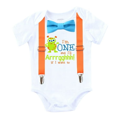 Monster First Birthday Outfit Shirt 1st Birthday Party Bow Tie