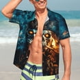 thumbnail image 6 of Men's Casual Short Sleeve Button Down Hawaiian Shirts,Skeleton Pirate Skull Shirts Regular Fit Beach Bowling Shirts with Front Pocket,L, 6 of 7