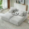 thumbnail image 2 of 71" Oversized Double Chaise Lounges Indoor, Upholstered Corduroy Sofa Bed with Dual Cup Holders, Sectional Sleeper Loveseat for Living Room, Light Grey, 2 of 9