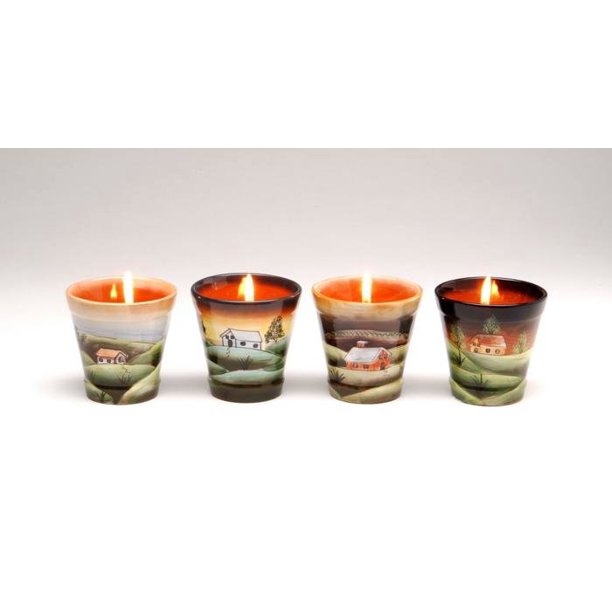 Set of 4 Assorted Multi Colored Votive Glass Cup Candle Holders