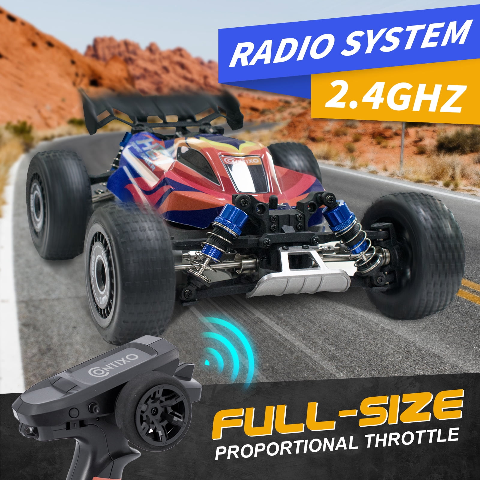 Contixo HC1 Road Rager RC Remote Control High Speed Offroad All Terrain Hobby Race Car Toy with Brushless Motor 1 16 Scale