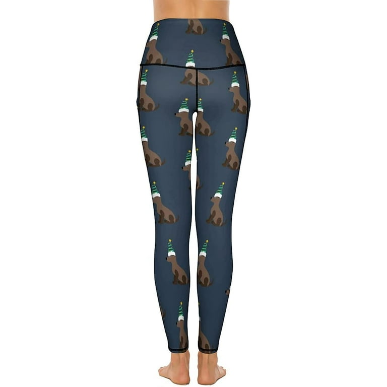 Dog in Christmas Costume High Waisted Yoga Pants Workout Leggings with Pockets for Women Walmart