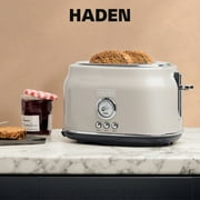 HADEN Dorset 2-Slice Wide Slot Stainless Steel Retro Toaster, Putty