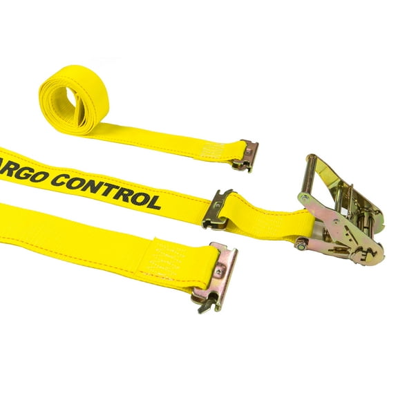 2" x 12' Yellow E-Track Ratchet Strap w/Double-Fitted End