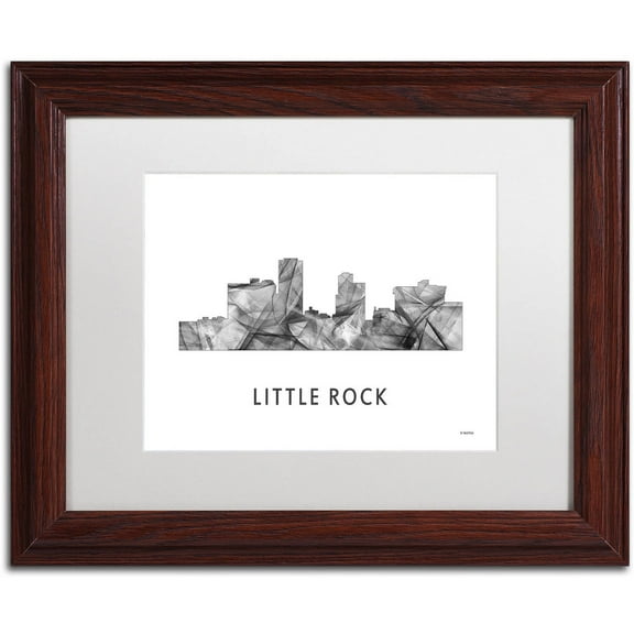 Trademark Fine Art 'Little Rock Arkansas Skyline WB-BW' Canvas Art by Marlene Watson, White Matte, Wood Frame