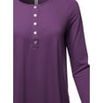 thumbnail image 4 of A2Y Women's Premium Solid Long Sleeve Dolphin Hem Shell Button Henley Top Shirt Dark Purple 1XL, 4 of 6