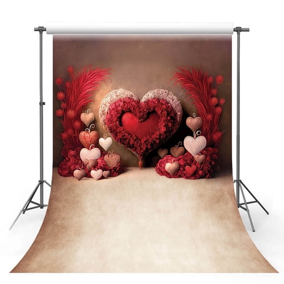Mehofond Photography Backdrops Boho Grass Valentine's Day Party Adult Romantic Red Love Heart Flower r Background Photo Prop