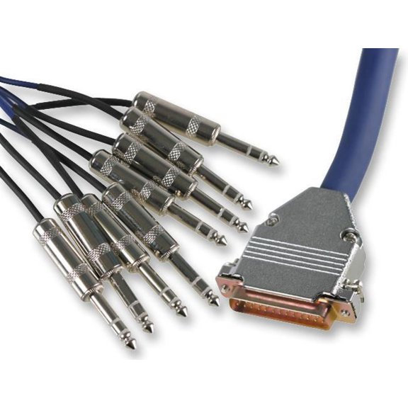 PRO SIGNAL 25 Pin D Sub Plug to 8x 6.35mm (1/4") Stereo Jack Plugs Lead, 2m Blue