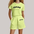 thumbnail image 2 of MUXiin Toddler Girl Summer Outfits 3t Print Short Sleeved Sports Suit Crew Neck Cute Streetwear Short Sleeve Set Preppy Clothes for 7-8 Years, 2 of 4
