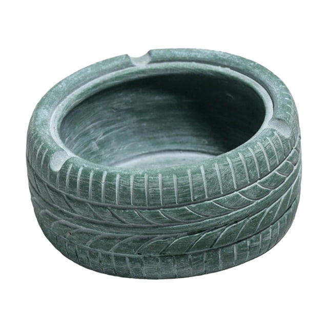 Cenicero con forma de neumático,Cenicero con forma de neumático Café moderno para oficina en casa,Ceniceros Contenedor de cigarrillos Fácil de limpiar,Contenedor de cigarrillos Verde CUTICAT Cenicero con forma de neumático