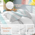 thumbnail image 2 of 3 Piece Aqua Grey Duvet Cover Set Twin Size,Microfiber Comforter/Quilt Cover with Corner Ties and 2 Pillowcases,Chic Garden Floral Stripe Embroidery Design All Season Soft Bedding with Zipper Closure, 2 of 8