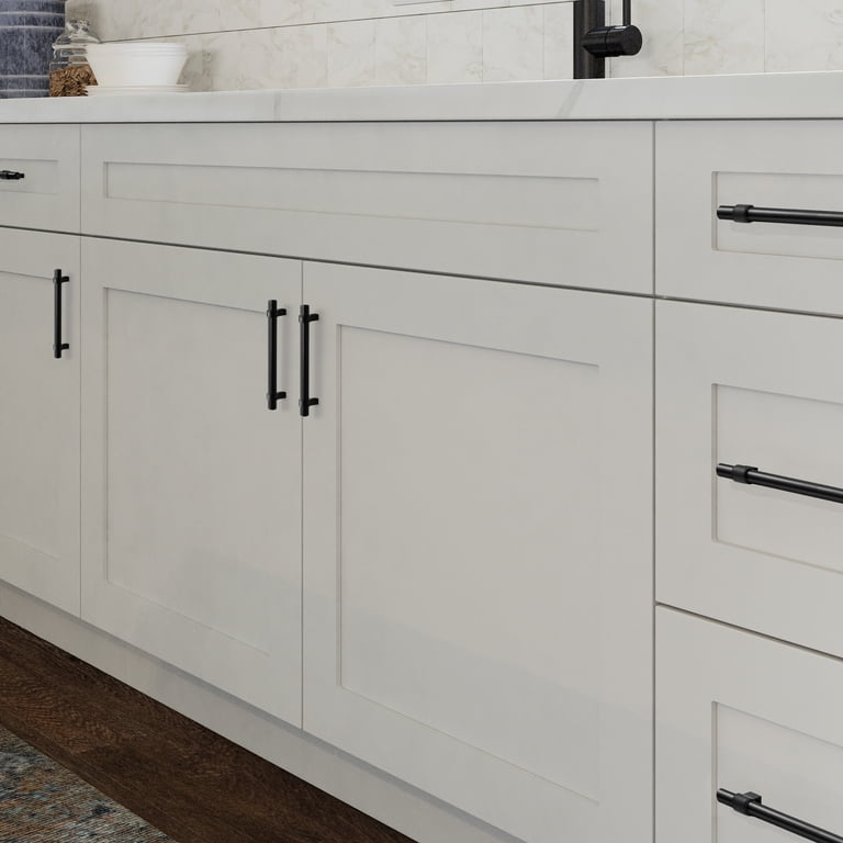 modern dresser handles Wood Drawer Pulls Thin Mid-century Cabinet Black Cabinet Pull Cosmas 11244-256FB Flat Black Modern