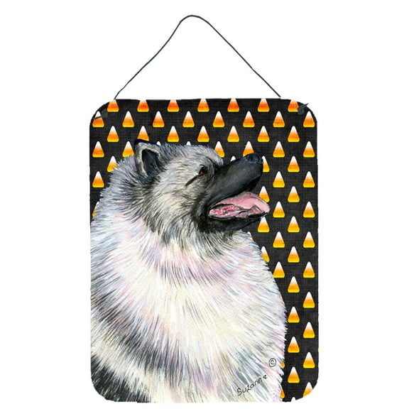 Keeshond Candy Corn Halloween Portrait Wall or Door Hanging Prints