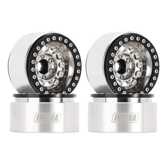 INJORA 1.9" Beadlock Wheel Rim - 150g Super Heavy Brass & Aluminum Deep Dish Wheel for 1/10 RC Crawler SCX10 TRX4 VS4-10 Gen8 (Silver)