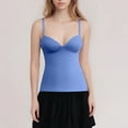 thumbnail image 5 of Camisole Tops for Women Built in Bra Adjustable Spaghetti Strap Workout Yoga Shirts Basic Tank Tops Layer Padded Bra Sky Blue L, 5 of 7