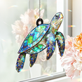 thumbnail image 3 of Lotusprinthandmade Sea Turtle Custom Shape Broken Glass Hologram Ornament 4in, 3d sea turtle holographic decoration, sea turtle charm, 3 of 5
