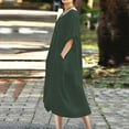 thumbnail image 4 of Gspmoly Robe d'Été, Robe Femme Unie Décontractée Ample à Manches Longues à Col en V en Coton et Lin, Robes Formelles pour Femmes Offres Prime, 4 of 8