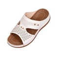 thumbnail image 2 of Lenago Women's Cutout Platform Slide Sandals Open Toe Casual Summer Flip Flops Comfortable Thick Sole Walking Shoes Non Slip Beach Outdoor White 7.5, 2 of 9