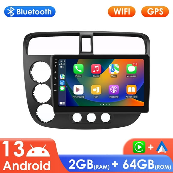 Ossuret Android 13 Bluetooth Apple CarPlay 64GB Wifi AUX Car Stereo Radio Head Unit Multimedia GPS Navigation Player For Honda Civic 2000 2001 2002 2003 2004 2005 2006