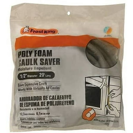 Frost King® C22AW 1/2" x 20' Moisture-Repellent Poly Foam Caulk Saver - Gray
