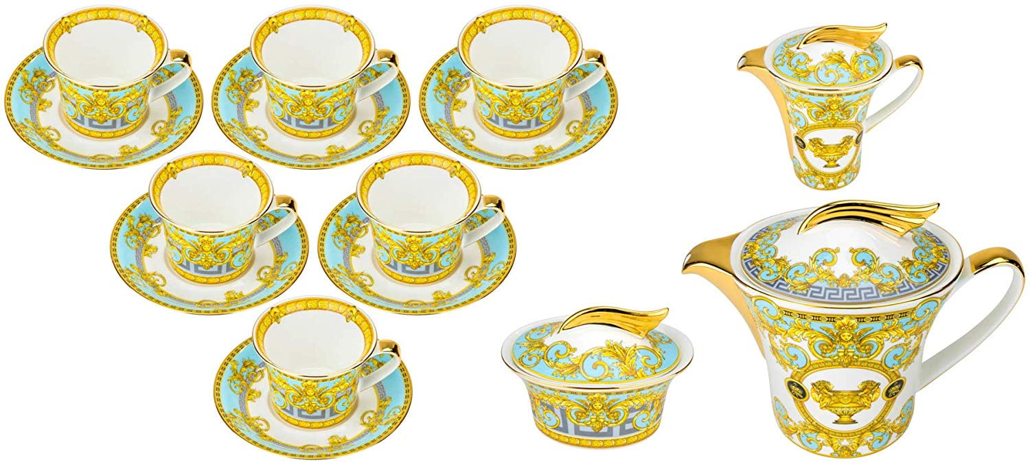 Imperial I12-660B, Porcelain Tea Set for 6, 6 Teacups (8 Oz) and 6