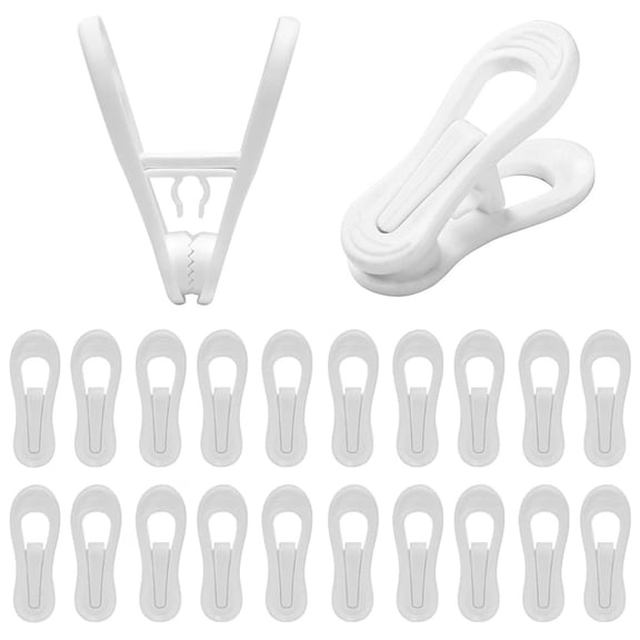 20 Pack White Plastic Hanger Clips, Heavy Duty Finger Clips for Clothes Hangers, Non-Slip Clothes Pins for Skirts, Pants, and Baby Clothes, Space Saving Closet Accessories