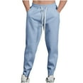 thumbnail image 3 of CFLVAEK Cotton Sweatpants Men with String Big and Tall Drawstring Elastic Waist Sweatpant with Pockets Loose Fit Workout Joggers Pants Light Blue L, 3 of 10