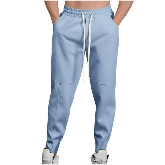 ZQUUVOU Men's Sweatpants Loose Athleisure Elastic Waistband Light Blue