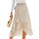 thumbnail image 1 of Falda cruzada con lazo para mujer, estampado floral, ribete con volantes, diseño dividido, longitud media, dobladillo fluido, falda de verano con forro, 1 of 6