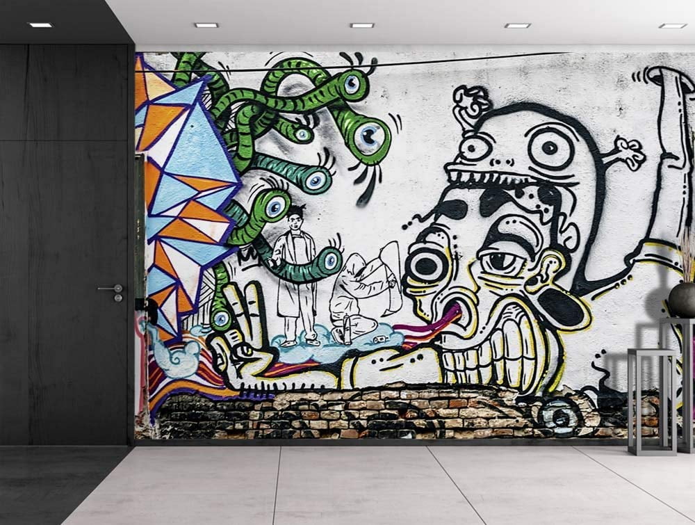 Wall26 Colorful Banksy Street Graffiti Peel & Stick Wallpaper, 66"x96