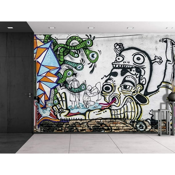 Wall26 Colorful Banksy Street Graffiti Peel & Stick Wallpaper, 66"x96