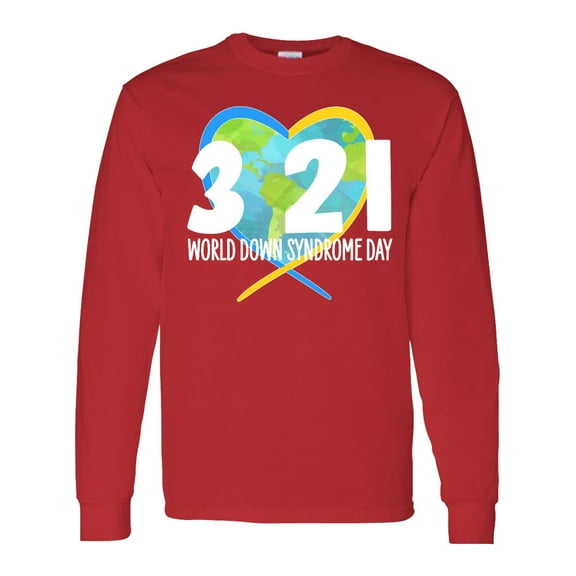 Inktastic 3 21 World Down Syndrome Day with Heart Shaped Earth Long Sleeve T-Shirt