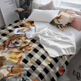thumbnail image 3 of Thanksgiving Dog Throw Flannel Blanket 50x60In Fall Pumpkins Leaves Plaid Texture Super Soft Cozy Bed Blanket, Lightweight Plush Fuzzy Bed Throw for Bedroom Sofa Couch Living Room, 3 of 4