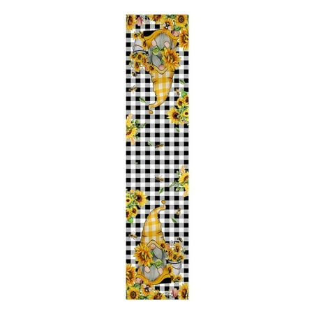 

〖TOTO〗Home Decor Decorative Table Banner Summer Festival Cute Gnome Flower Tulips Sunflower Cotton Linen Table Flag Decoration Cloth Table Runners