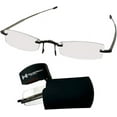 thumbnail image 2 of MicroVision Optical Executive Rimless Folding Reading Glasses With Compact Case For Women and Men, Slim, Lightweight Portable, 2 of 8