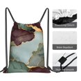 thumbnail image 5 of Leisure Draw String Mouth Backpack 16 X 14 Woven Band Durable Not Easy To Fall Off In Travel Portable Draw String Design Green And Brown Gold Marble, 5 of 8