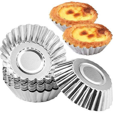 

Alinwnia 50 Pcs Egg Tart Moulds Aluminum Cake Cup Cake Moulds 7cm Non-Stick Cup Cake Moulds Heatproof Dessert Moulds Resuable Baking Cookie Moulds Kitchen Baking Tools(Silver)