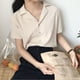 thumbnail image 5 of Camisa de mujer Verano de manga corta con cuello en V Botón suelto Top casual, albaricoque, XL Speravity AP001363-10B, 5 of 7