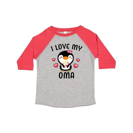 

Inktastic I Love My Oma with Cute Penguin and Hearts Girls Toddler T-Shirt
