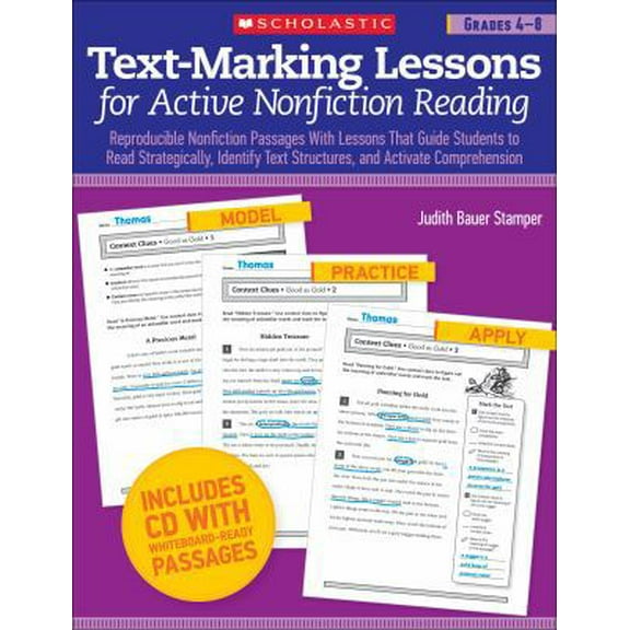 Pre-Owned Text-Marking Lessons for Active Nonfiction Reading, Grades 4-8: Reproducible Nonfiction Passages with Lessons That Guide Students to Read Strategicall (Paperback) 0545288193 9780545288194