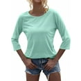 thumbnail image 2 of Langwyqu Solid Color Women 3/4 Sleeve Slim Fit Casual Shirt Tops, 2 of 5